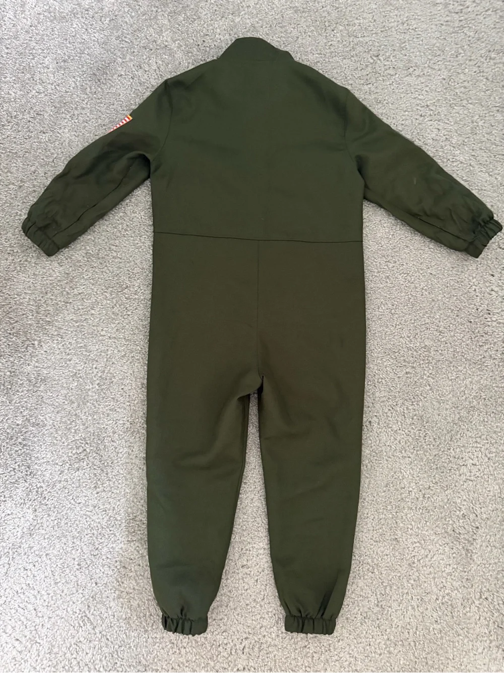 Kids Olive Green Pilot Flight Coverall with Patches